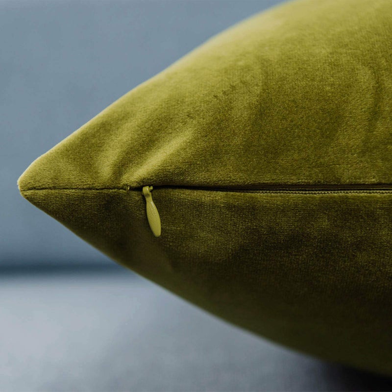 JUSPURBET Throw Pillow Covers Set of 2 Decorative Velvet Pillow Covers for Couch Sofa Bed Soft Cushion Covers Cases with Invisible Zipper for Living Room Home Decor 16x16 inch,Olive Green - Image 5